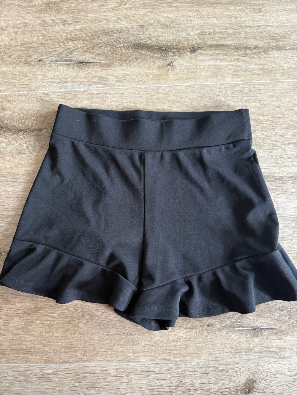 free press Black High-Waist Ruffle Hem Shorts